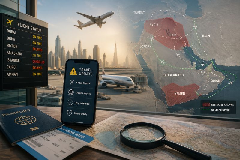 middle east travel update check flights and airspace carefully